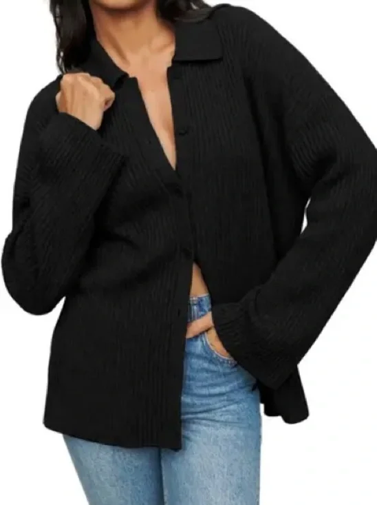 Reformation Fantino Cashmere-Wool Collared Cardigan - XL - Picture 3 of 11